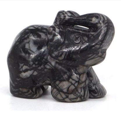 Gemstone Carved Elephants