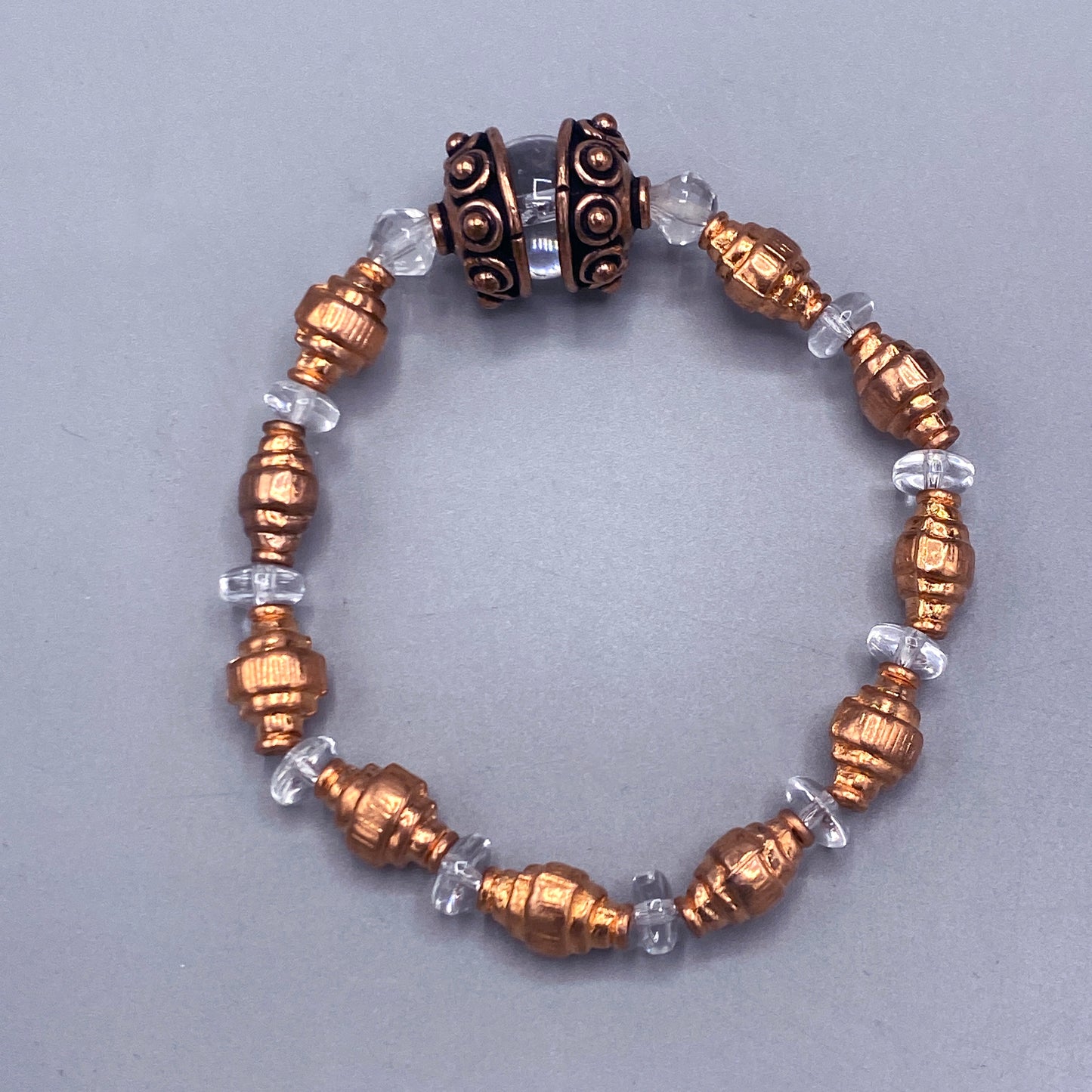 Quartz and Copper Beaded Stretch Bracelet