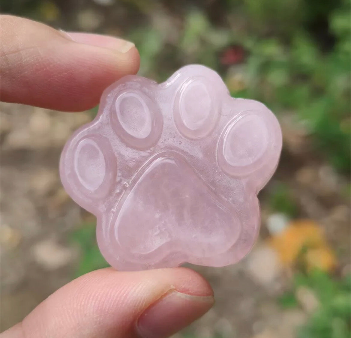 Natural Rose Quartz Paw Print