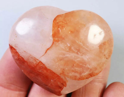 Natural Fire Hematoid Quartz Heart