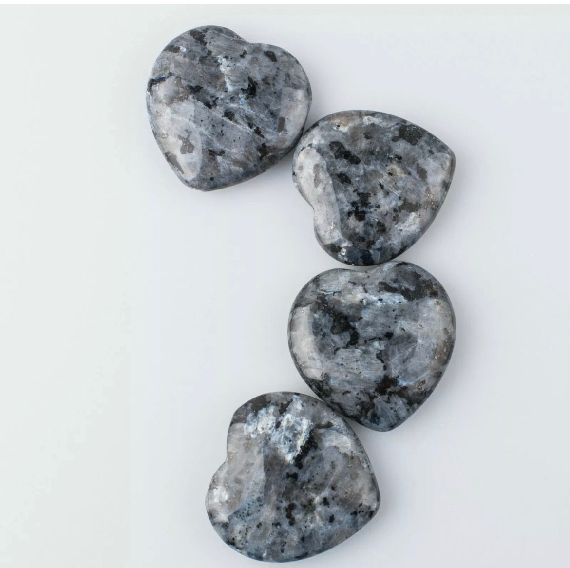 Natural Larvikite heart palm stones