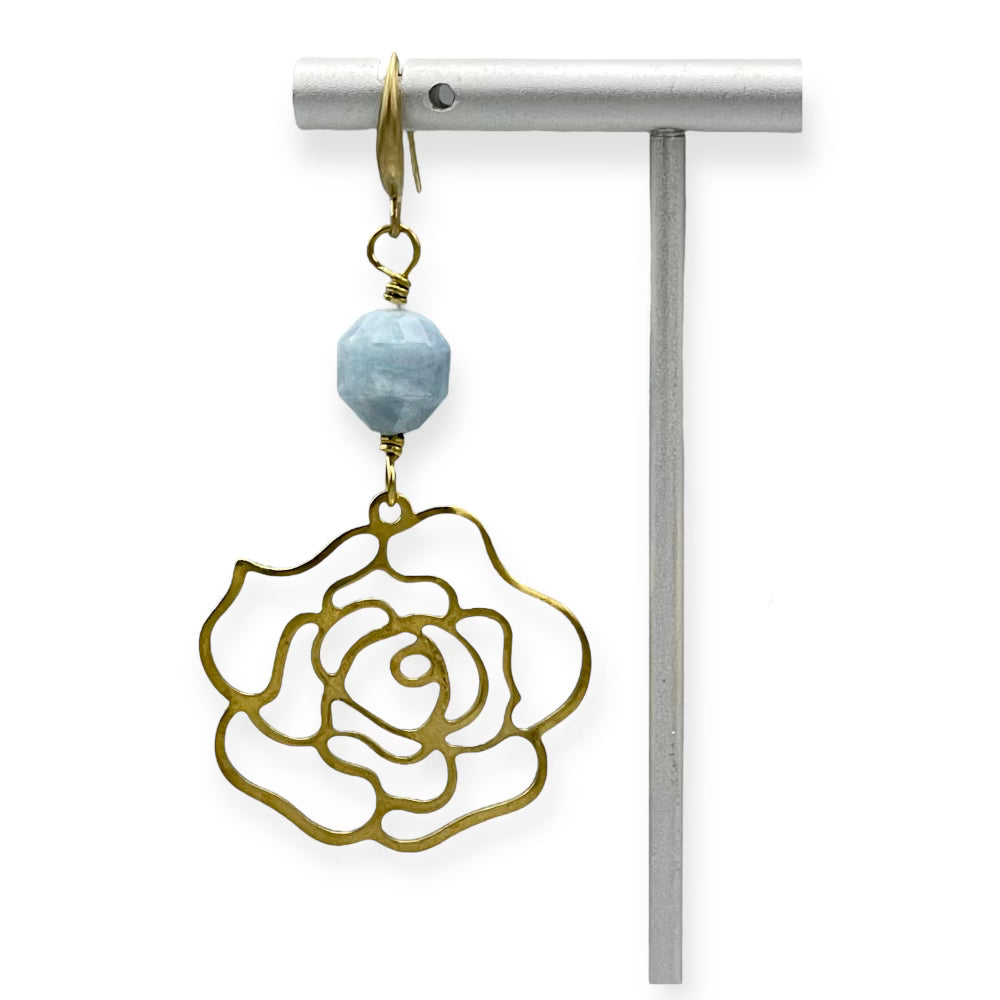 Rose and Aquamarine Earrings