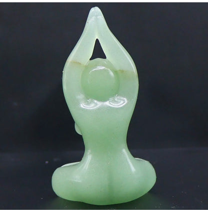 Natural Green Jade Yoga Lady Figurine