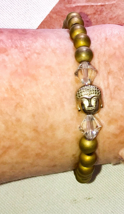 Matte gold hematite Buddha  bracelet