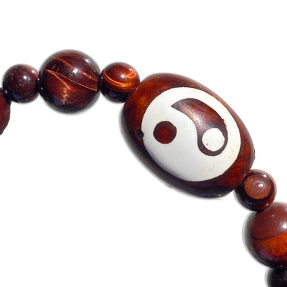 Tiger’s Eye gemstone and Tibetan Agate bracelet