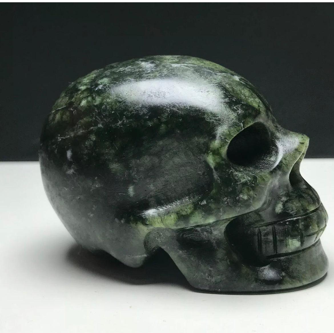 Natural Green Jade Skull