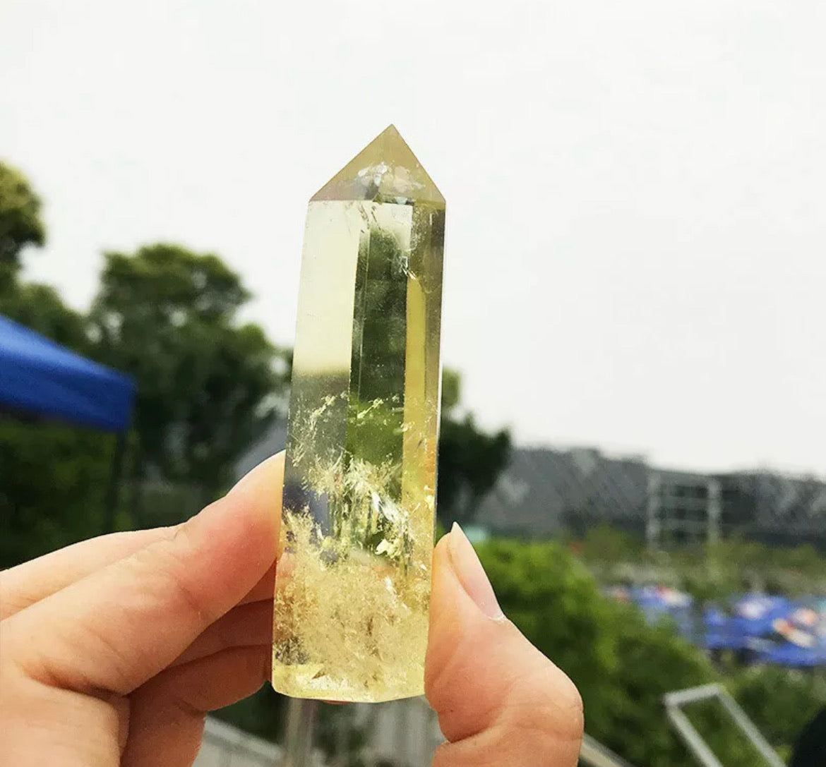 Natural Citrine Quartz Stone Obelisk Healing Crystal Point Wand Reiki