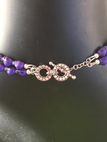 Purple Skull double Necklace