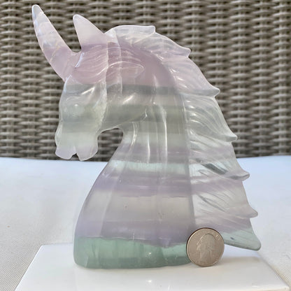 genuine Fluorite gemstone carved Unicorn