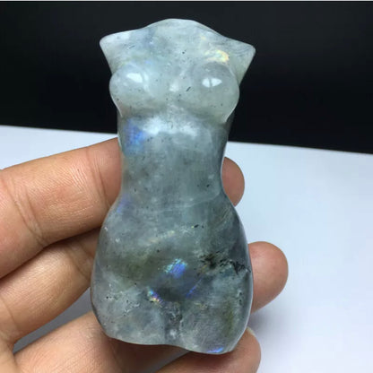 Natural Crystal Labradorite carved female form statue figurine