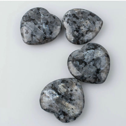 Natural Larvikite heart palm stones