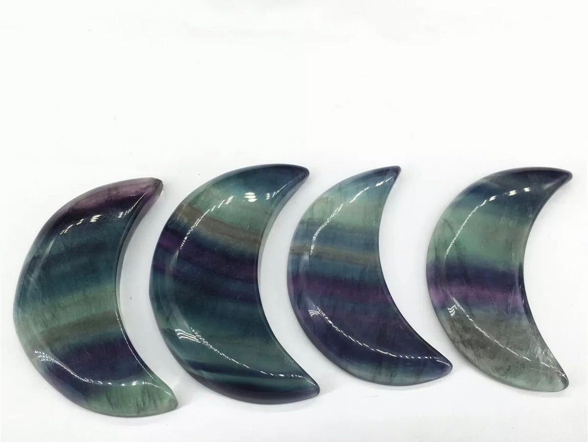 Rainbow Fluorite Crescent Moon