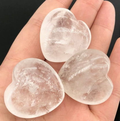 Natural Clear Quartz Hearts