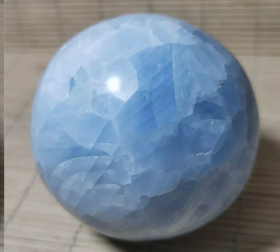 Natural Blue Calcite Gemstone Crystal Sphere