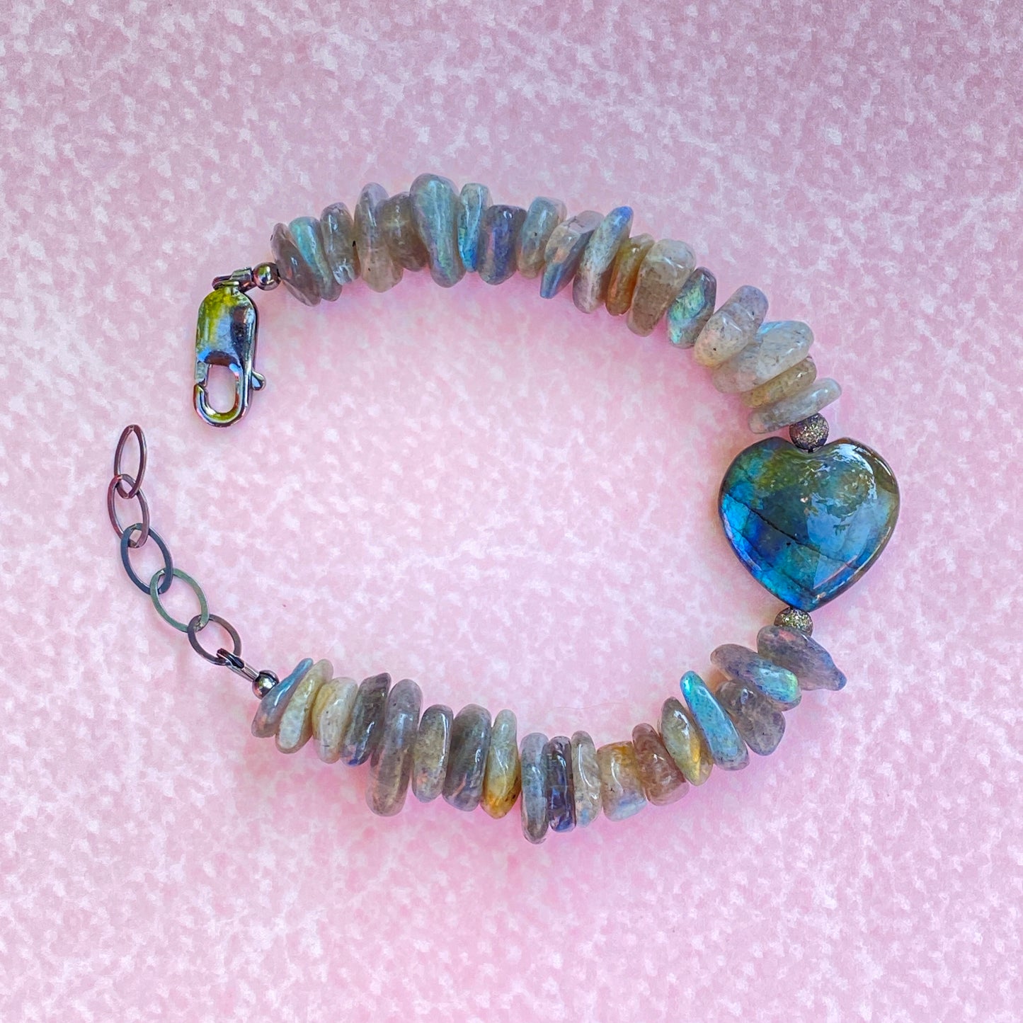 Labradorite Heart clasp Bracelet