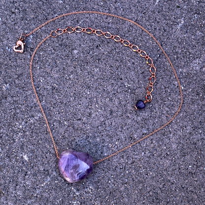 Amethyst Heart on Copper Necklace