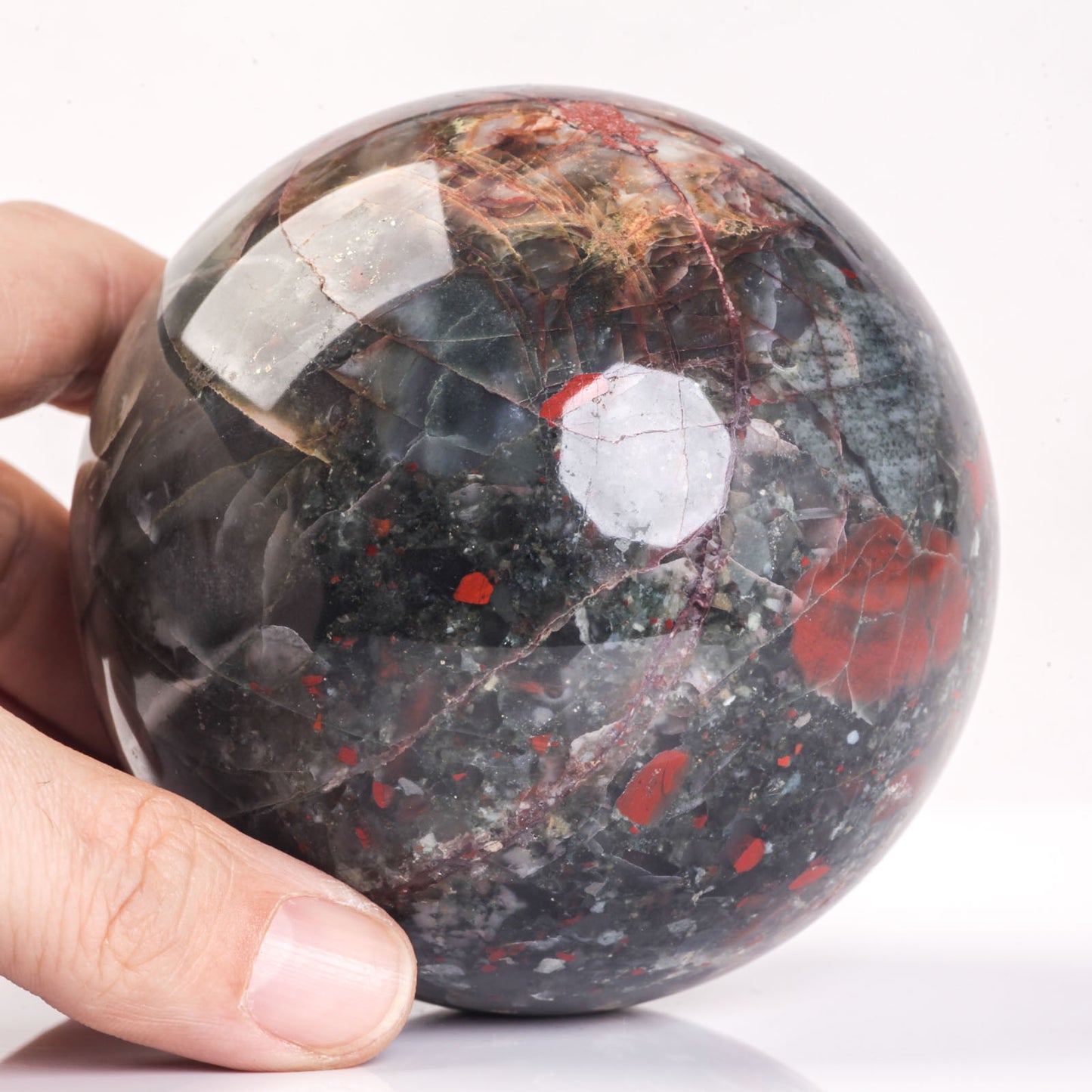 Natural African Bloodstone semiprecious gemstone crystal ball sphere reiki healing