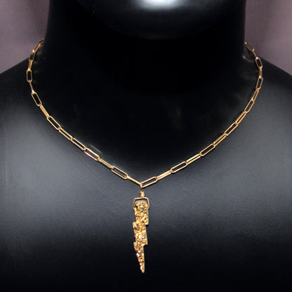 Gold Druzy Lightning Bolt on 14 Kt GF Chain