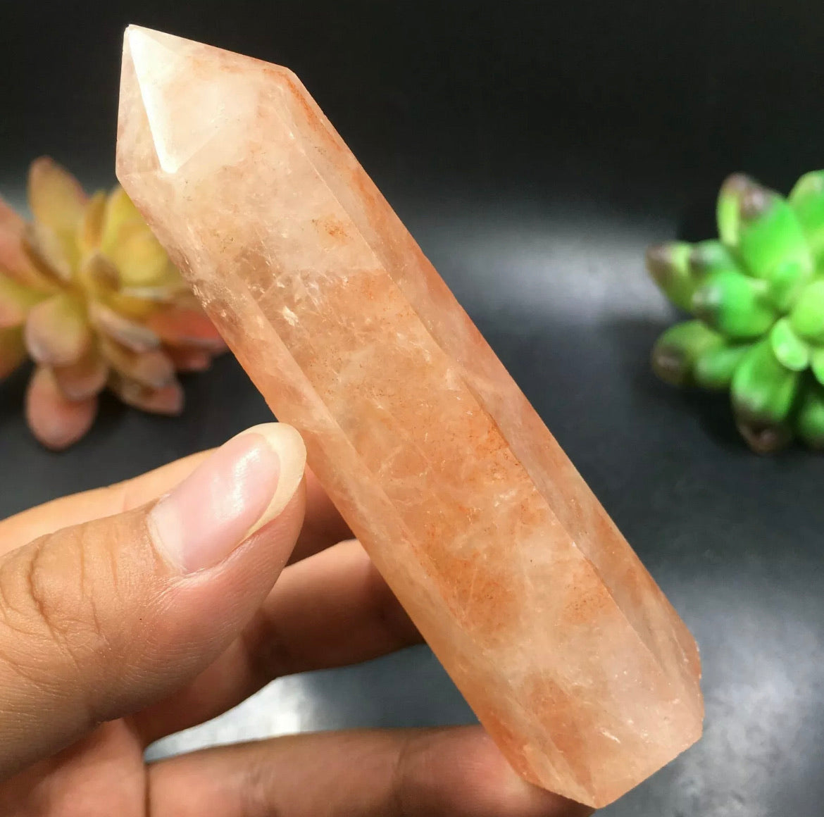 Natural Red Hematoid Quartz Wand Point