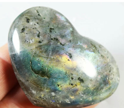 Natural Labradorite Heart Polished Rock Quartz Crystal Love Healing