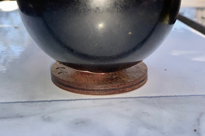 Wooden stand for gemstone sphere, crystal ball