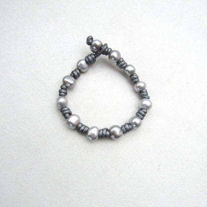 Silver Freshwater pearls on Hand Knotted Leather