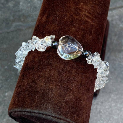 Clear Quartz gemstone Heart Bracelet