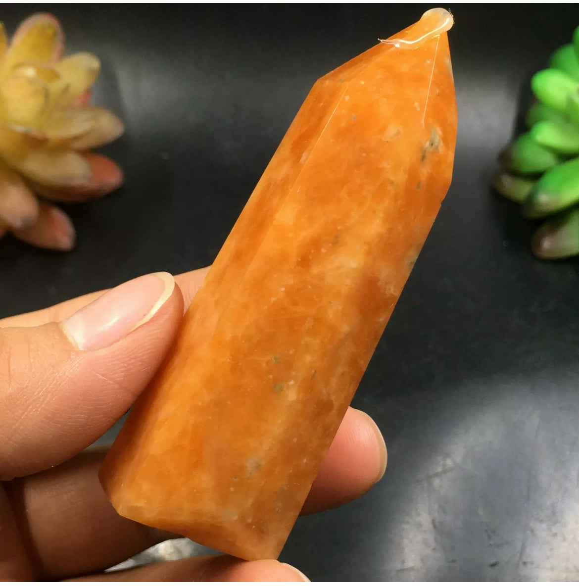 Natural Orange Calcite Crystal Wand