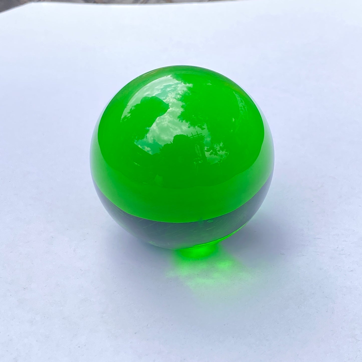 Green Obsidian gemstone sphere with stand