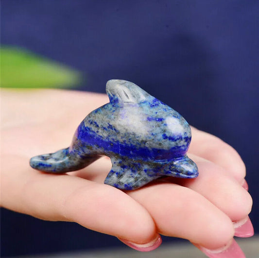 Natural Lapis Lazuli gemstone carved Dolphin