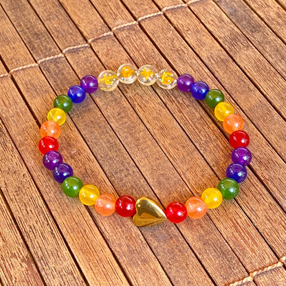 LOVE and Pride rainbow gemstone bracelet