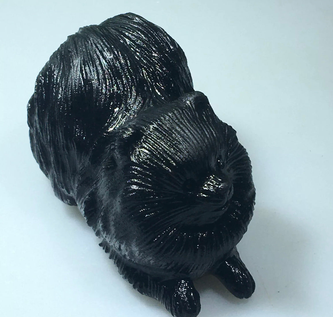 Chow dog Carved Natural Black Obsidian gemstone