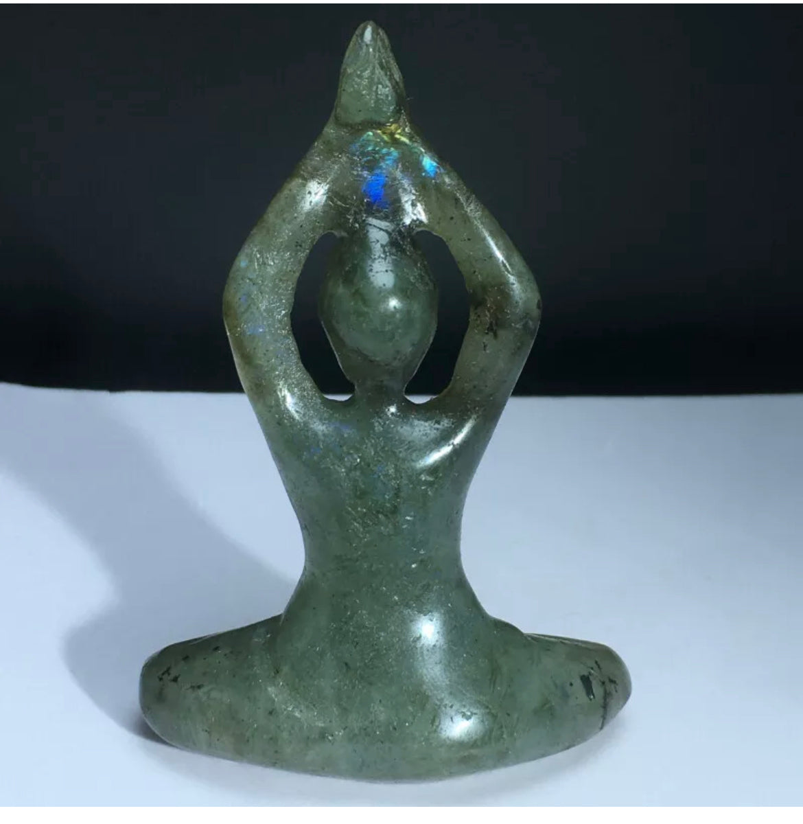 Natural Labradorite gemstone Carved Yoga Pose Figurine