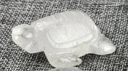 Natural quartz gemstone crystal hand-carved 2 inch Sea turtles