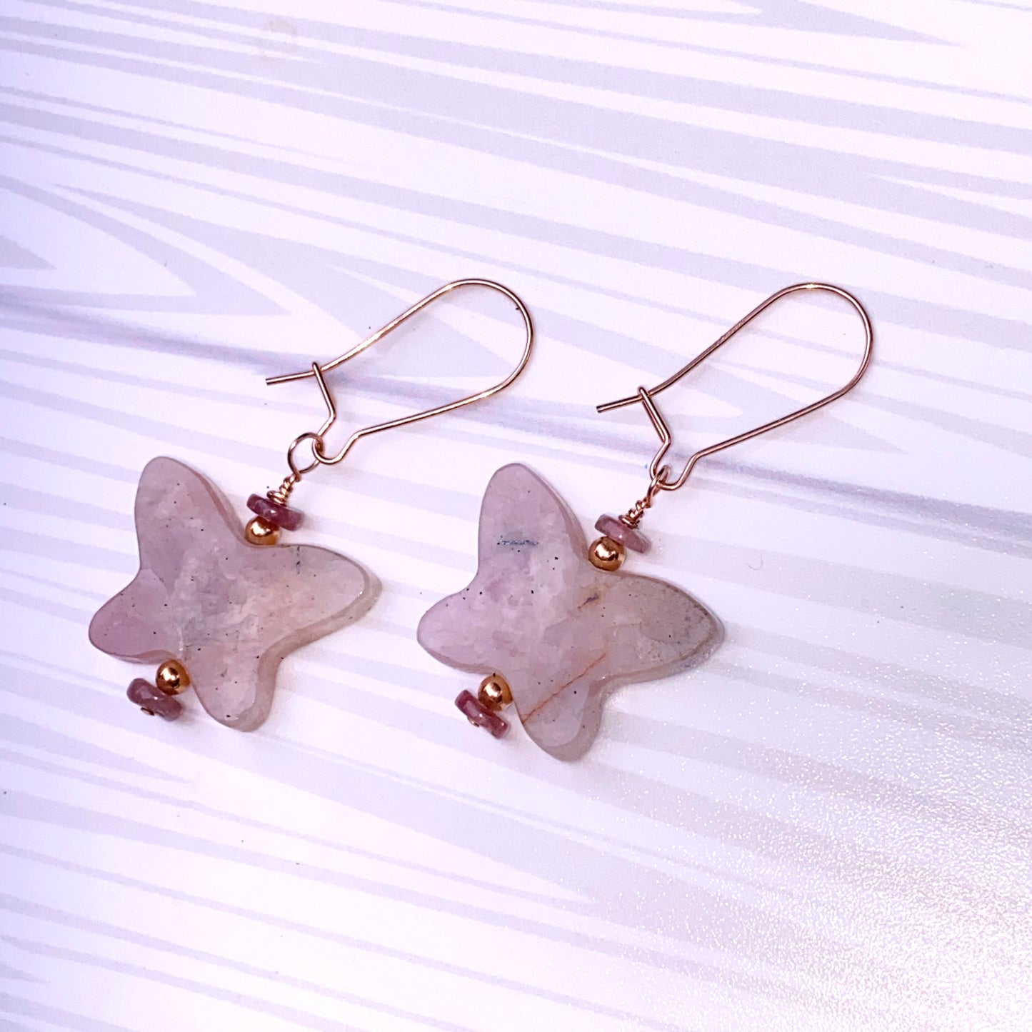 Pink Tourmaline gemstone Butterfly Earring