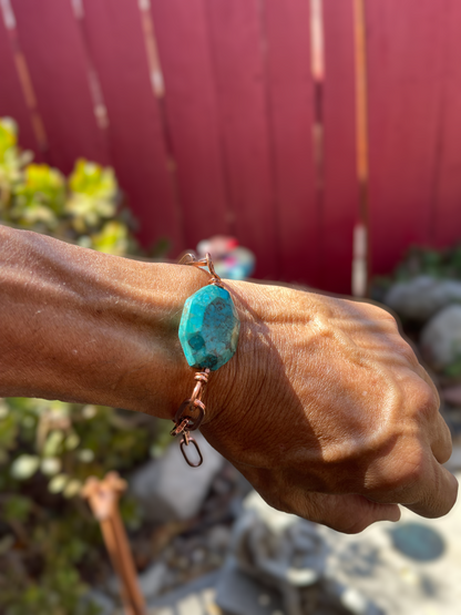 Turquoise gemstone and Copper chain bracelet