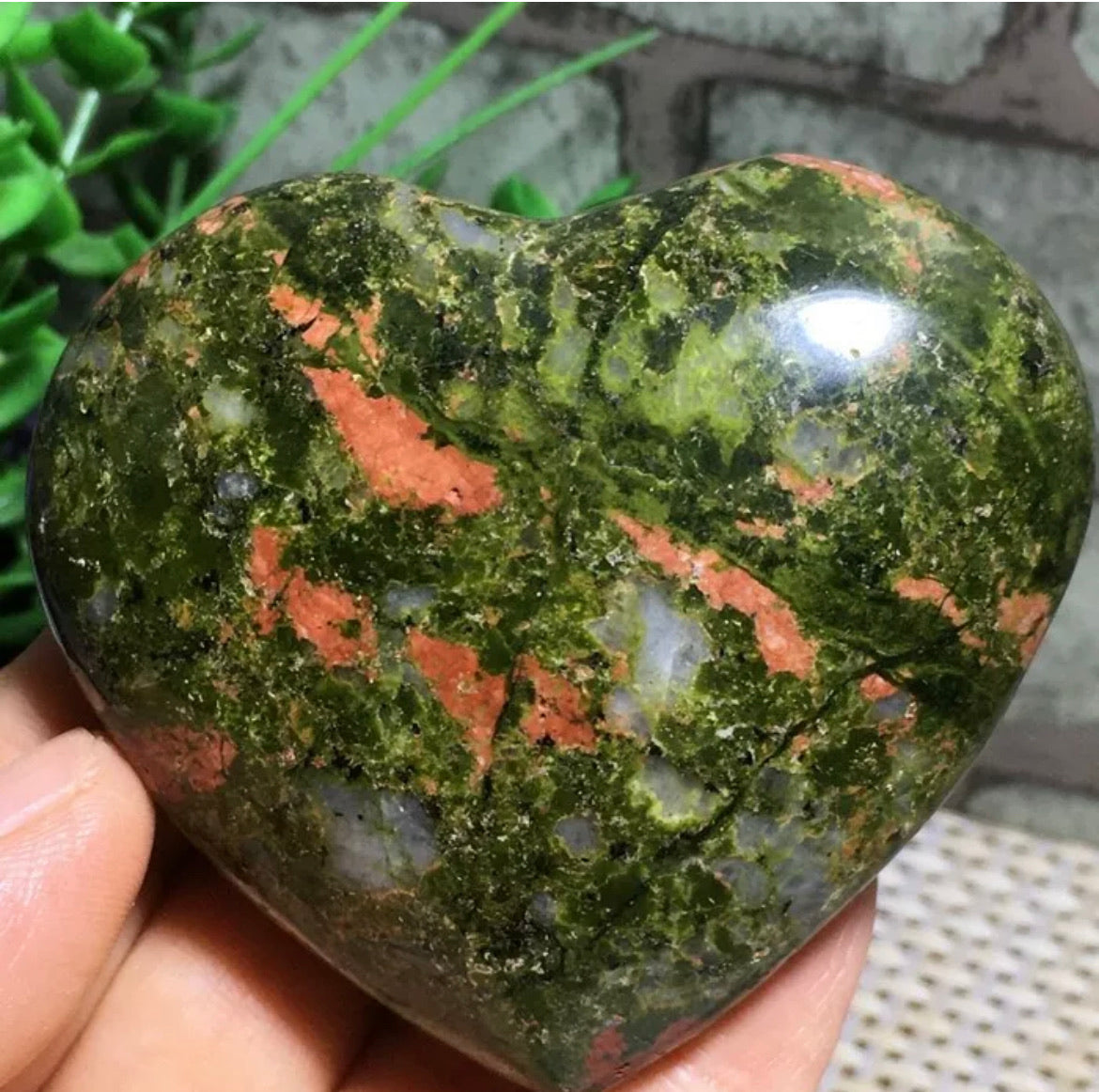 Natural Unakite gemstone carved Heart