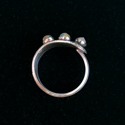 Vintage Sterling Silver Spoon Ring with Moonstone gemstones.