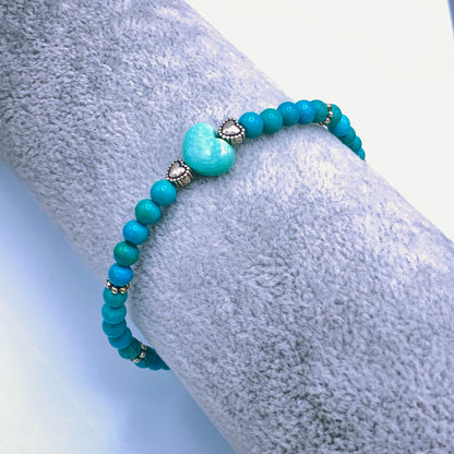 Turquoise Heart and sterling silver bracelet