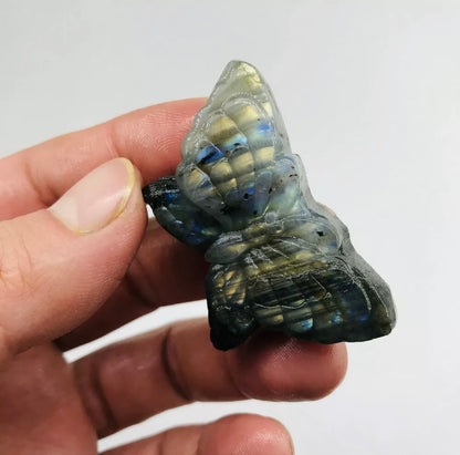 Natural labradorite crystal Hand-carved butterfly