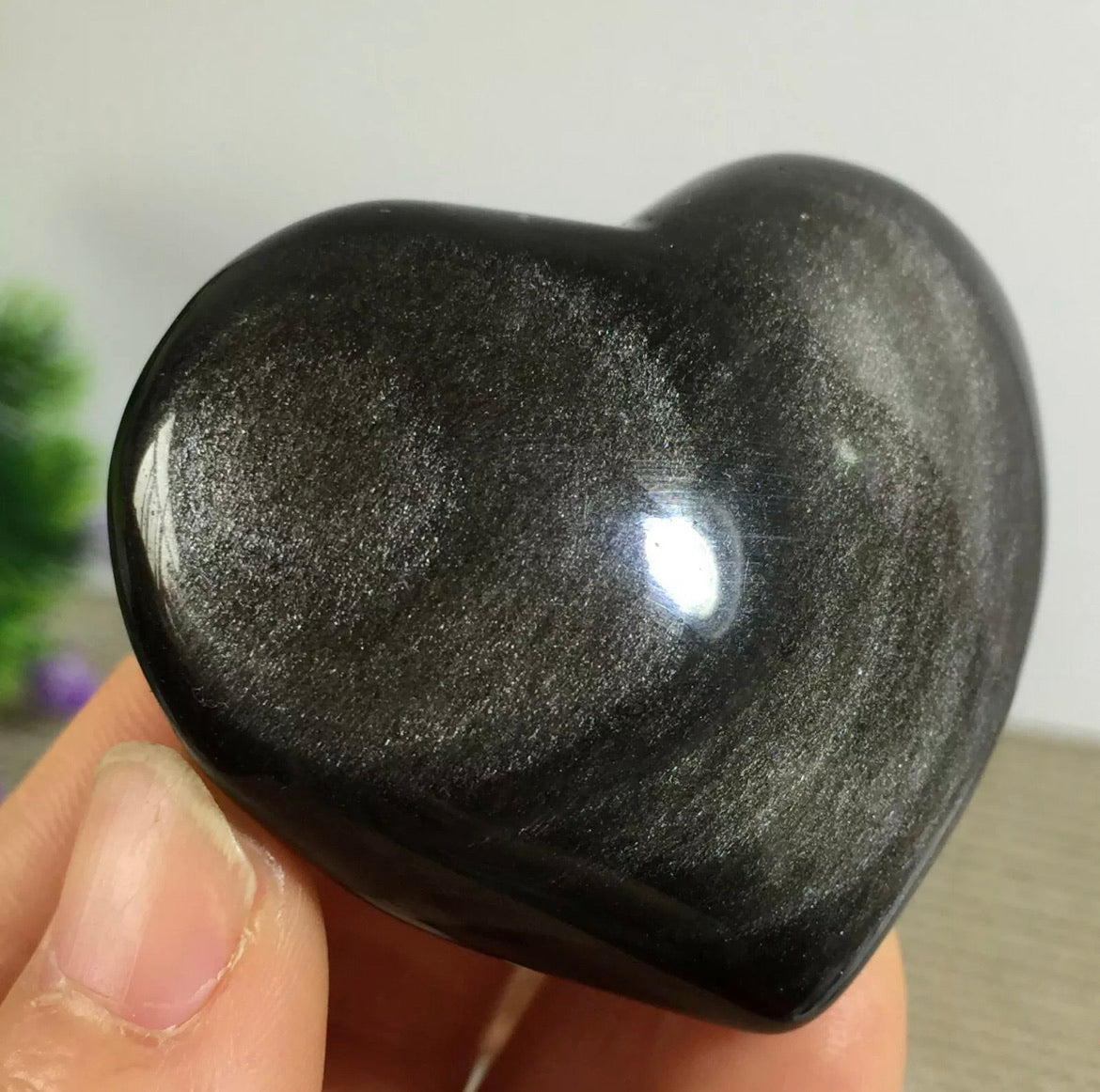 Natural Silver Obsidian heart