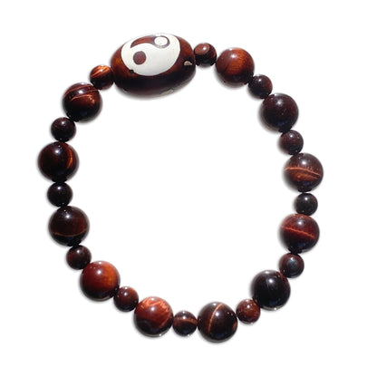 Tiger’s Eye gemstone and Tibetan Agate bracelet