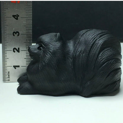 Natural Black Obsidian gemstone Pomeranian Dog