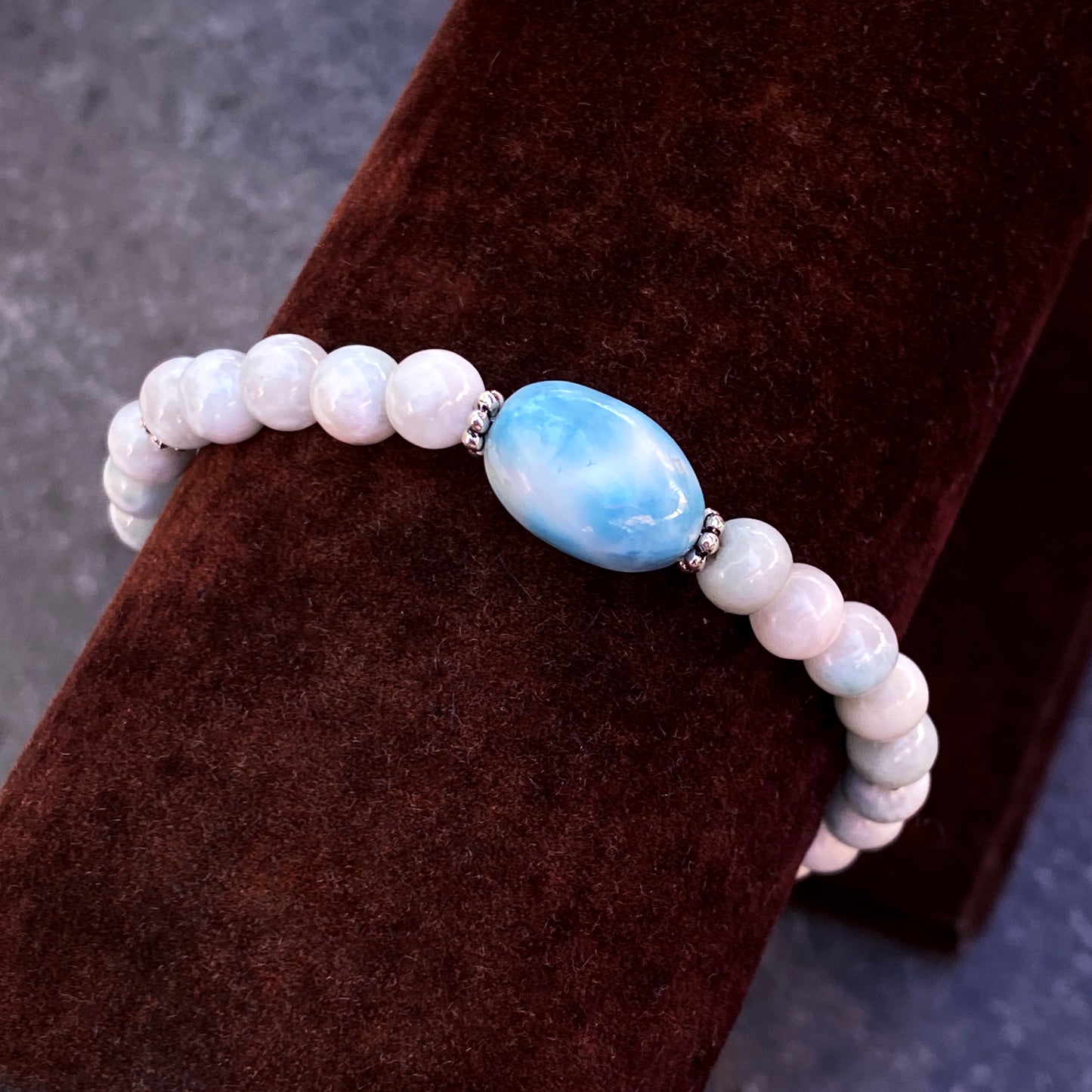 Larimar and Sterling Silver Beaded Bracelet