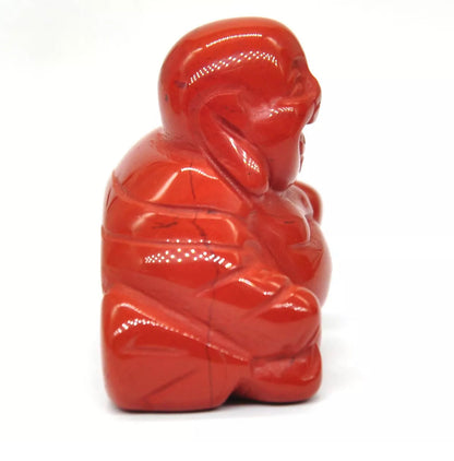 Natural Red Jasper Crystal Laughing Buddha