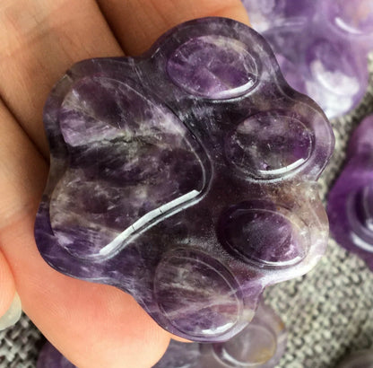 Natural Dreamy amethyst gemstone carved paw 1pc