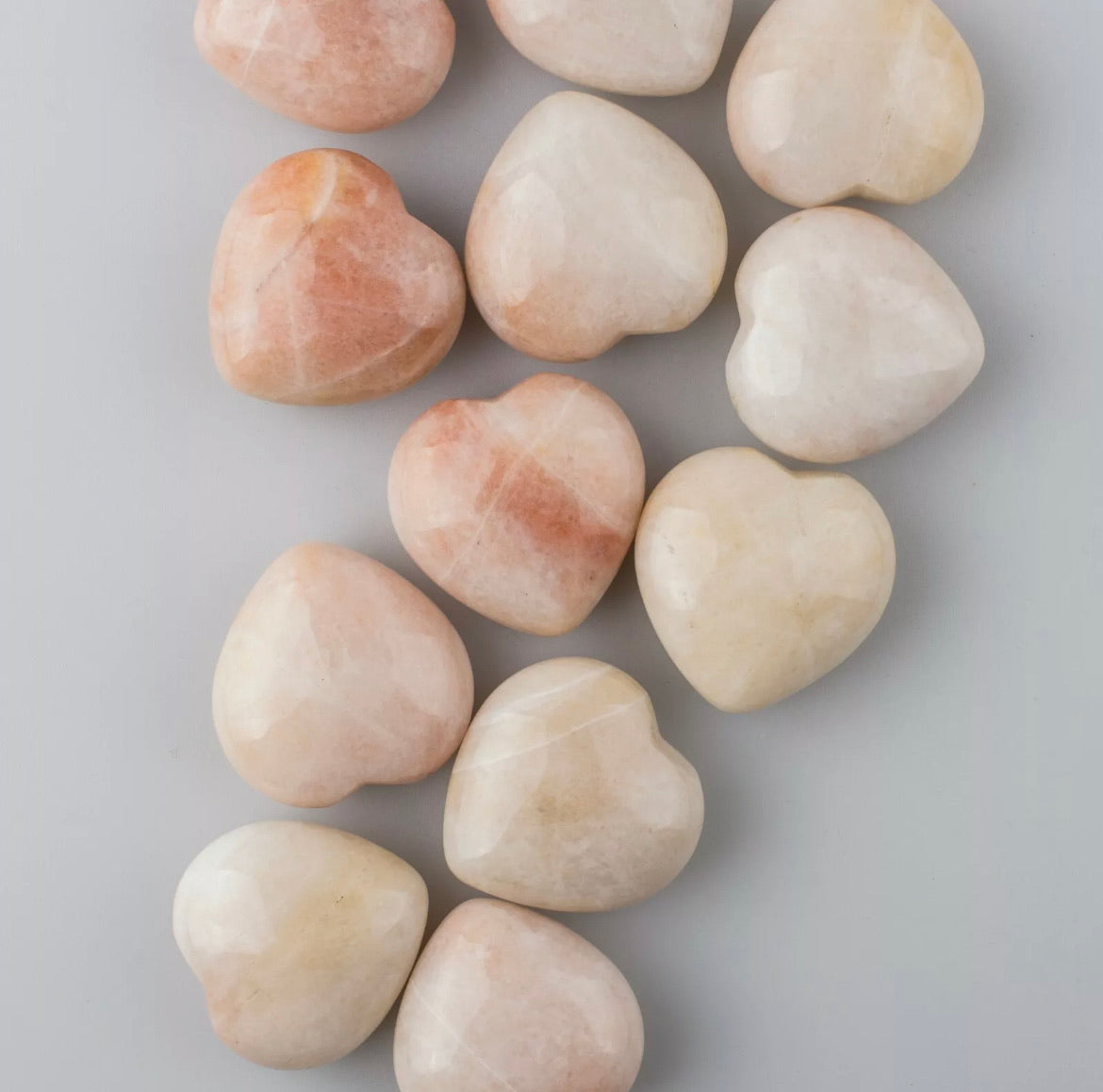 Peach red Jasper heart palm stone