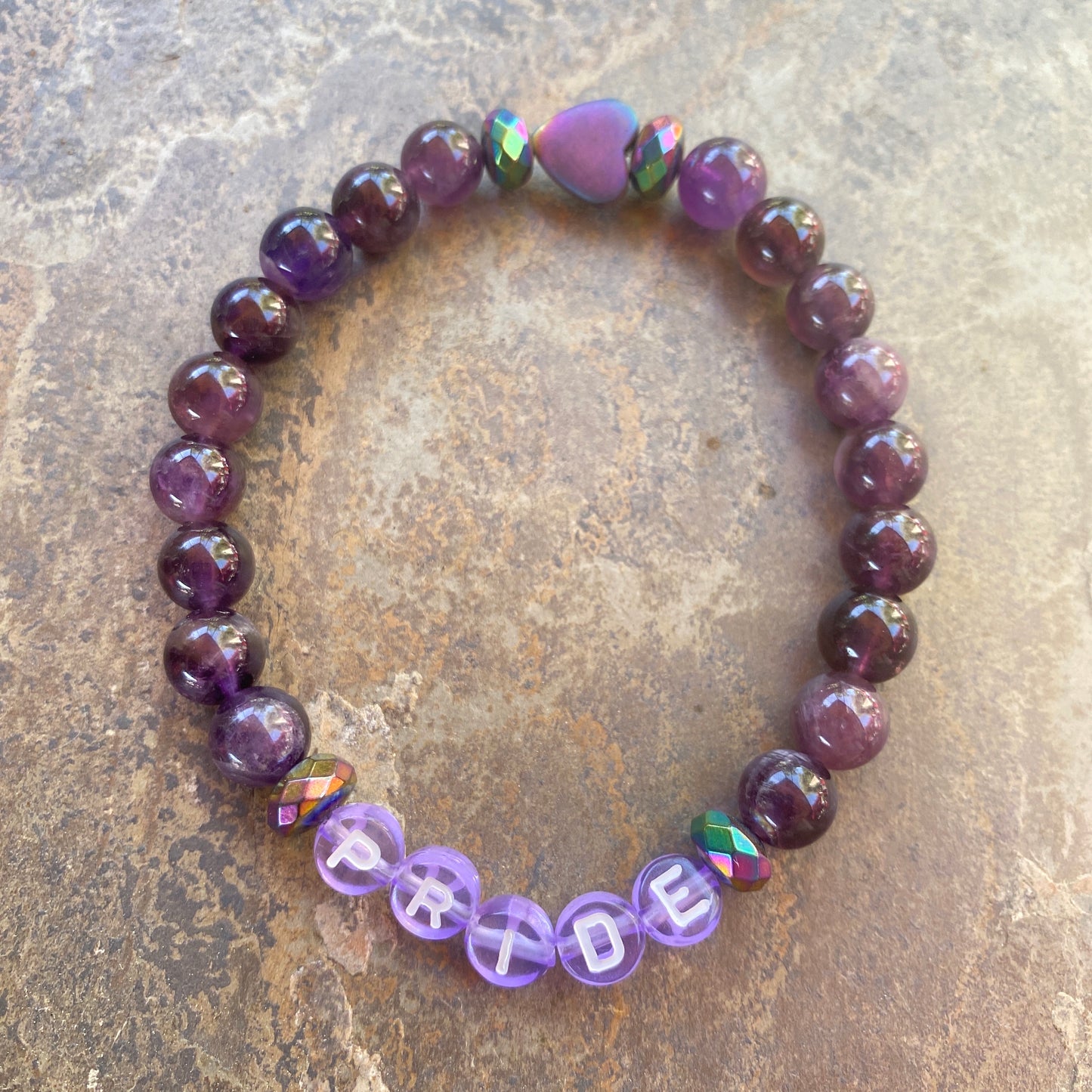 Men's and Women's PRIDE Amethyst Gemstone Bracelets