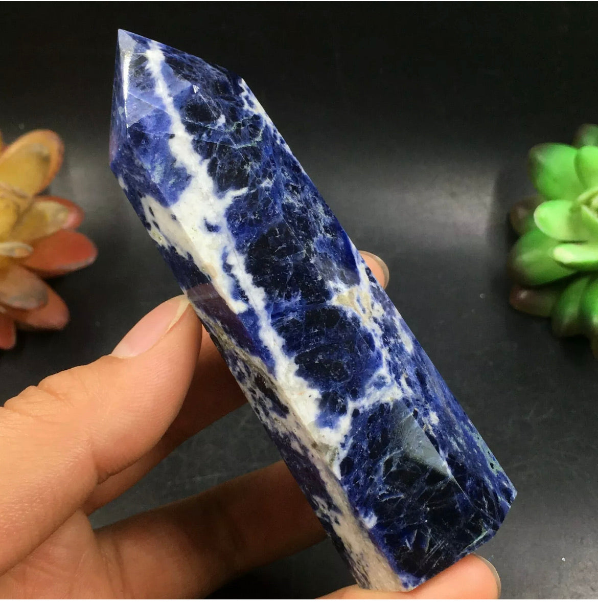 Natural blue Sodalite gemstone Wand