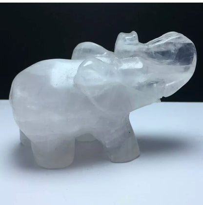 Natural Rose Quartz Elephant crystal gemstone figurine